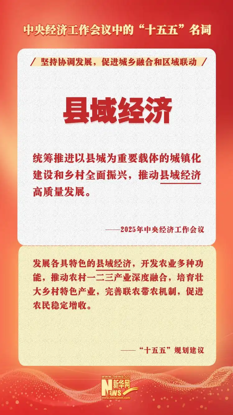 中央经济工作会议中的“十五五”名词:县域经济